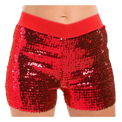 Pailletten-Hotpants, rot