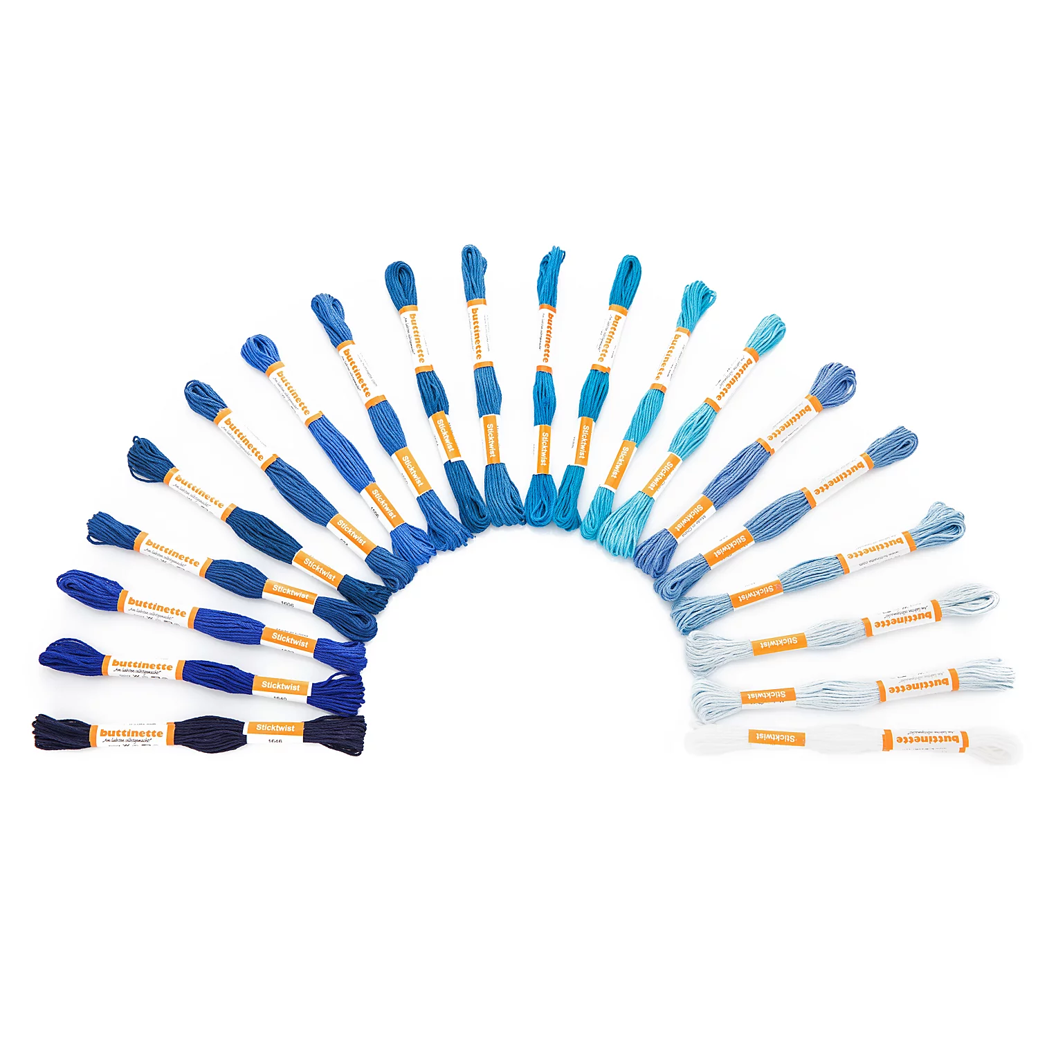 buttinette Qualitäts-Sticktwist Blau, Inhalt: 20 Strängchen à 8 m Image