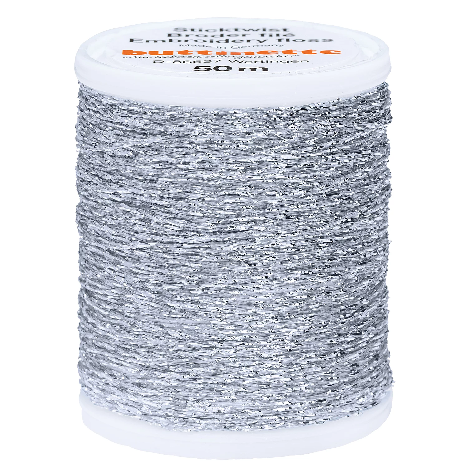 buttinette Sticktwist Metallic, silber, 50 m