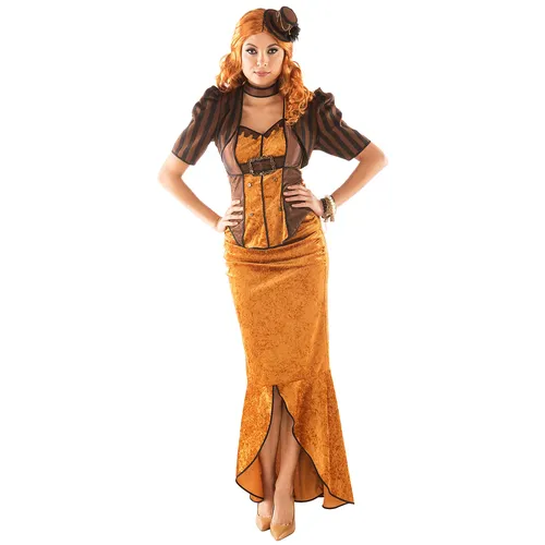 Steampunk Kostüm Zeitreise für Damen, braun