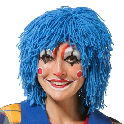 Wollperücke Clown, blau