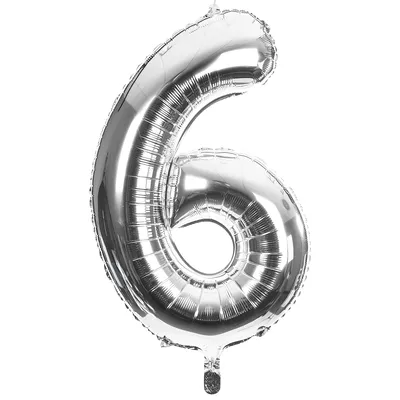 Folienballon 6, silber, 86 cm Image