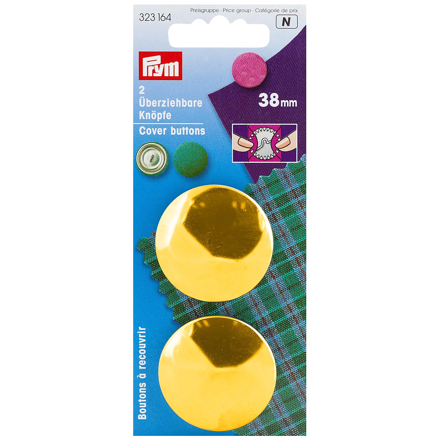 Prym Überziehbare Knöpfe, Größe: 38 mm Ø, Inhalt: 2 Stück Image