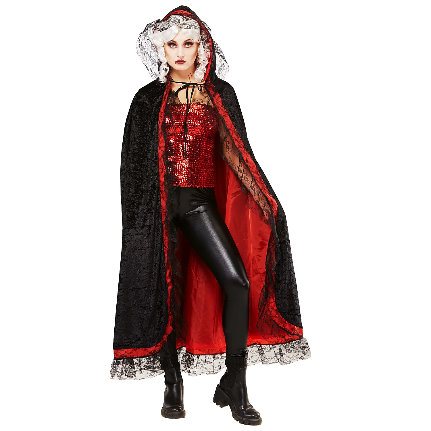 Vampir-Umhang 130 cm, schwarz/rot Image