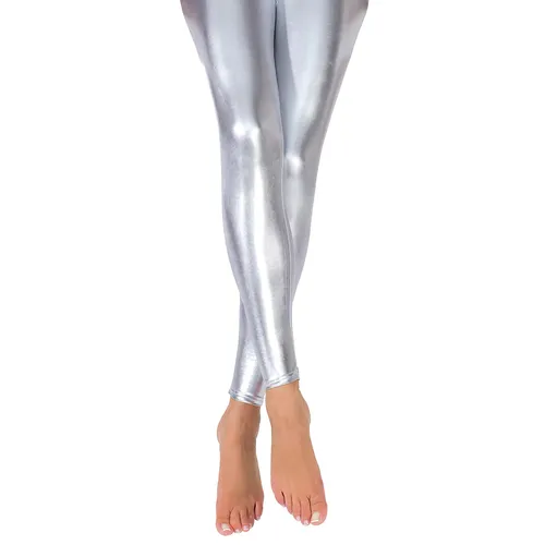 Lack-Leggings, silber