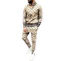 Mens Hip Hop Tracksuit 2 Piece Casual Pants Jacket Sweatsuit Sweatshirt Activewear Set (Khaki,2XL=US L)