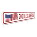 Lizton Sign Shop, Inc God Bless America US American Flag Aluminum Sign Aluminum in Blue/Gray/Red | 4 H x 18 W x 0.04 D in | Wayfair L7-A418