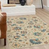 Blue 144 x 108 x 0.13 in Area Rug - Winston Porter Floral Tufted Beige Area Rug Polyester | 144 H x 108 W x 0.13 D in | Wayfair
