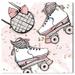 Oliver Gal Skates & Style - Graphic Art on Canvas in Gray/Pink/White | 24 H x 24 W x 1.5 D in | Wayfair 38814_24x24_CANV_XHD