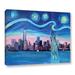 ArtWall Starry Night Over Manhattan w/ Statue Of Liberty & WTC Gallery Wrapped Canvas in Blue/Indigo | 14 H x 18 W x 2 D in | Wayfair 0ble223a1418w