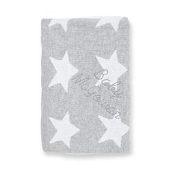 mini royals Personalised Star Knitted Cotton Blanket - Personalised Baby Gifts - Personalised Baby Blanket (Grey)