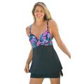 Plus Size Women's Bra-Sized Cross-Front Tankini Top by Swim 365 in Black Paradise Floral (Size 44 DDD)