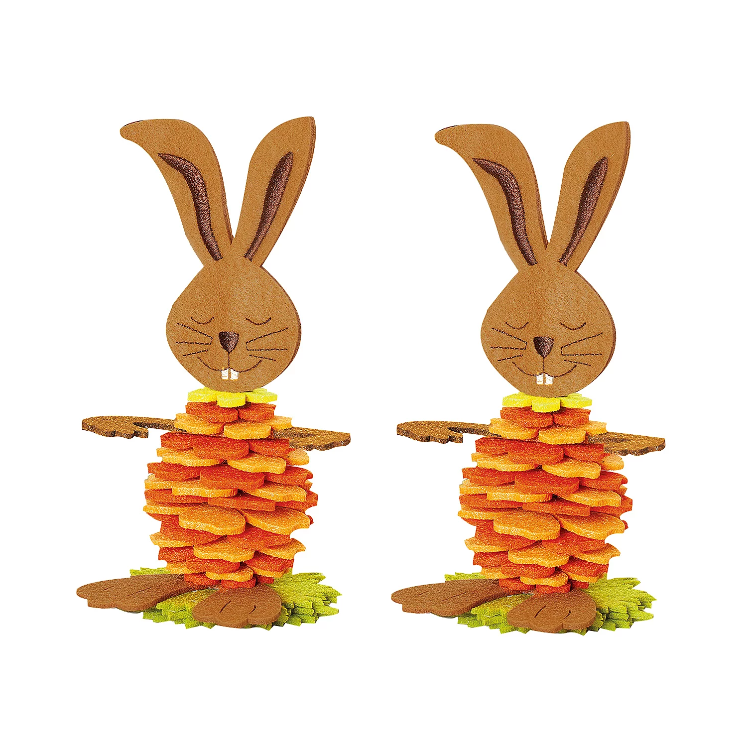 Filz-Bausatz Hasen, gelb-orange-grün, 2 Stück