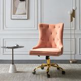 Etta Avenue™ Lisa Swivel & Height-Adjustable Wingback Task Chair w/ Tufted & Naihead Trim Upholstered, in Orange | Wayfair