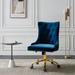 Etta Avenue™ Lisa Swivel & Height-Adjustable Wingback Task Chair w/ Tufted & Naihead Trim Upholstered, in Blue | 38.5 H x 22.5 W x 25 D in | Wayfair
