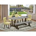 Wildon Home® Parimal 6 - Piece Rubberwood Solid Wood Dining Set Wood/Upholstered in Gray/Brown | 30 H x 36 W x 60 D in | Wayfair