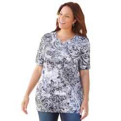 Plus Size Women's Ethereal Tee by Catherines in Black White Print (Size 5X)