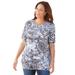 Plus Size Women's Ethereal Tee by Catherines in Black White Print (Size 3X)