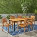 Loon Peak® Owasa 7 Piece Teak Outdoor Dining Set Wood in Brown/White | 30 H x 70.75 W x 34 D in | Wayfair DA7884F9669748DA92498389ED9462EA