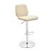 Sabine Adjustable Swivel Cream Faux Leather with Walnut Back and Chrome Bar Stool - Armen Living LCSBBAWACR