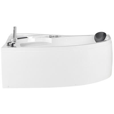 Whirpool-Badewanne Weiß Rechts 150 x 100 cm aus Sanitäracryl mit LED-Beleuchtung Massagefunktion Lichttherapie SPA Moder