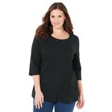 Plus Size Women's Suprema® Strappy Neckline Top by Catherines in Black (Size 3XWP)