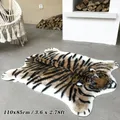 Tapis en Fausse Fourrure de Tigre Doux et Duveteux Imprimé de Peau d'Animaux 110x85cm