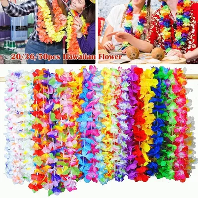 Ensemble de guirlandes de fleurs hawaïennes 20/36/50 pièces collier robe de fête tropicale