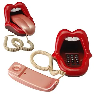 Téléphone filaire avec indicateur LED nouveauté étirement de la langue lèvres sexy bouche
