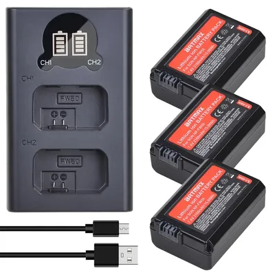 2Pcs 2160mAh NP-FW50 distillée FW50 NPFW50 Batterie Akku + LCD touristes Chargeur pour Sony Alpha