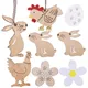 Décorations de Joyeuses Pâques Poulets en Bois Lapin Lapins emoufs Fleurs pour Pâques