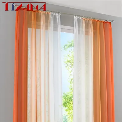 Rideaux en tulle nickel é orange coloré rideaux transparents salon chambre à coucher cuisine