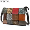 WESTAL – sac à main en cuir véritable pour femmes sacoche à bandoulière Patchwork de styliste pour