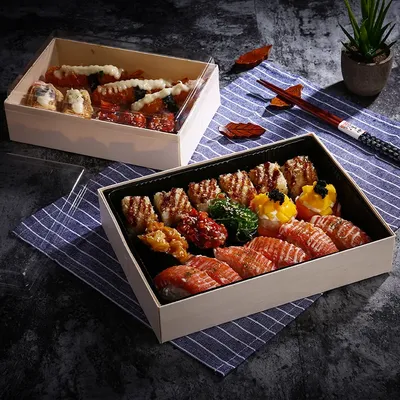 Boîte à lunch en bois d'escalier de poulet boîte d'emballage étui à sushi récipient alimentaire