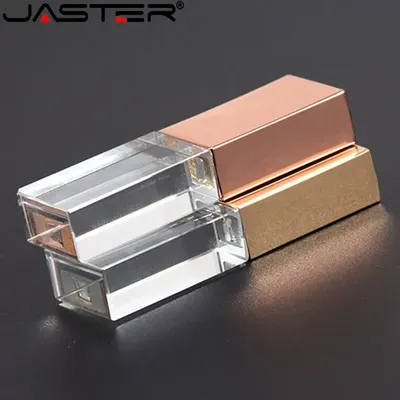 JASTERS-Clés USB en cristal avec impression 3D logo personnalisé gratuit clé USB en verre