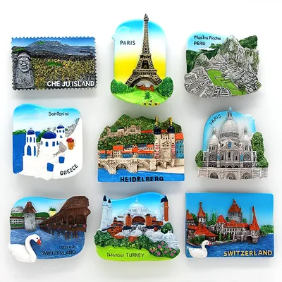 Aimants de réfrigérateur magnétiques 3D souvenir touristique France Paris Suisse Turquie
