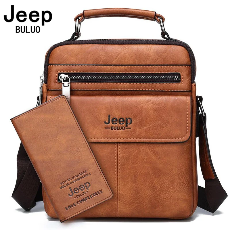 JEEP BULUO hommes bandoulière sacs à bandoulière en cuir fendu sac à main mode homme d'affaires sac de messager de haute qualité fourre-tout chaud