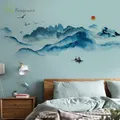 Autocollant mural de peinture à l'encre de paysage décor de chevet de chambre à coucher