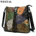 Westal-Sacs en cuir véritable pour femmes sac de créateur patchwork sacs de messager pour femmes
