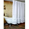 Rideau de douche blanc à volants tissu polyester résistant à la moisissure avec 12 crochets 180cm x