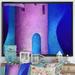 East Urban Home Blue Fantasy Door in Old Purple Tower - Painting Print on Canvas Metal in Blue/Indigo | 30 H x 40 W x 1.5 D in | Wayfair