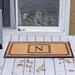 Wildon Home® Sholes Rubber & Coir Monogrammed Non-Slip Outdoor Doormat 24"X47.5" Black/Beige Coir | 47.5 H x 24 W x 1 D in | Wayfair