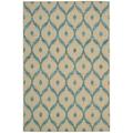 Black 69 x 45 x 0.5 in Area Rug - Bungalow Rose Konover Geometric Hand Hooked Beige/Turquoise Area Rug Nylon/Wool | 69 H x 45 W x 0.5 D in | Wayfair