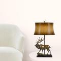 Loon Peak® Zebulon 31.33" Brown/Gold Table Lamp Resin/Leather in Brown/Yellow | 31.33 H x 17 W x 11 D in | Wayfair C5C64199558F47338319C5EA824DAA81