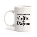 Trinx This Kitchen Runs on Coffee & Prosecco Coffee Mug Ceramic in Black/Brown/White | 4 H in | Wayfair 8AF57DF37A0248DABD83182DD4213458
