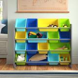 Jassim Harriet Bee Toy Organizer w/ Bins Wood/MDF in Green/Blue/Yellow | 31 H x 42 W x 15.5 D in | Wayfair 96584153FE2E4F75A3EE35230D4951D6