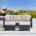 Red Barrel Studio® Harbin 76.77" Wide Outdoor Wicker Patio Sofa w/ Cushions Wicker/Rattan in Gray | 28.74 H x 76.77 W x 30.12 D in | Wayfair