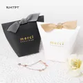 RMTPT-Boîte cadeau "Merci" en papier kraft noir et blanc sac à bonbons pour faveurs de mariage