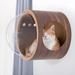 AndMakers Spaceship Walnut Gamma Wall Mounted Cat Bed On the Left, 9.2 LBS, Natural Wood