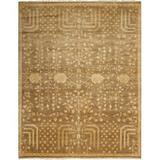White 27 x 0.5 in Area Rug - World Menagerie Nix Oriental Hand-Knotted Mushroom/Ivory Area Rug Cotton/Wool | 27 W x 0.5 D in | Wayfair